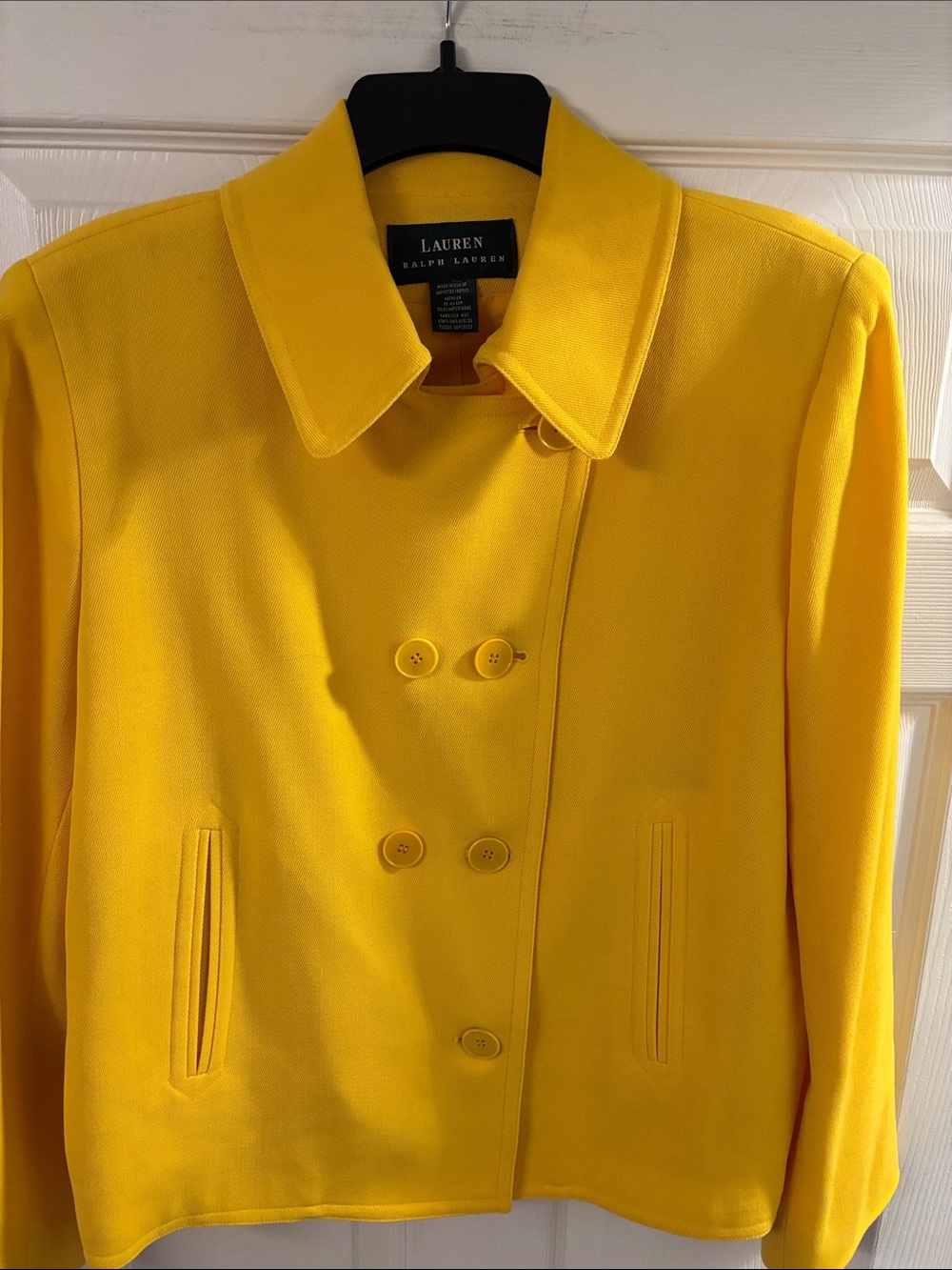 Lauren Ralph Lauren Bright Yellow Double-Breasted Blazer Jacket - Picture 3 of 5